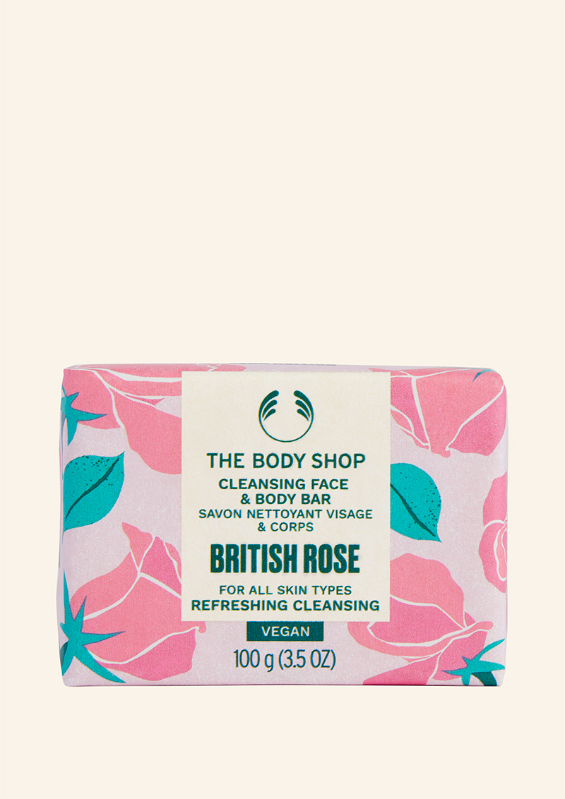 British Rose Cleansing Face & Body Bar 100g 01